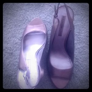 Bronze low heel sling back